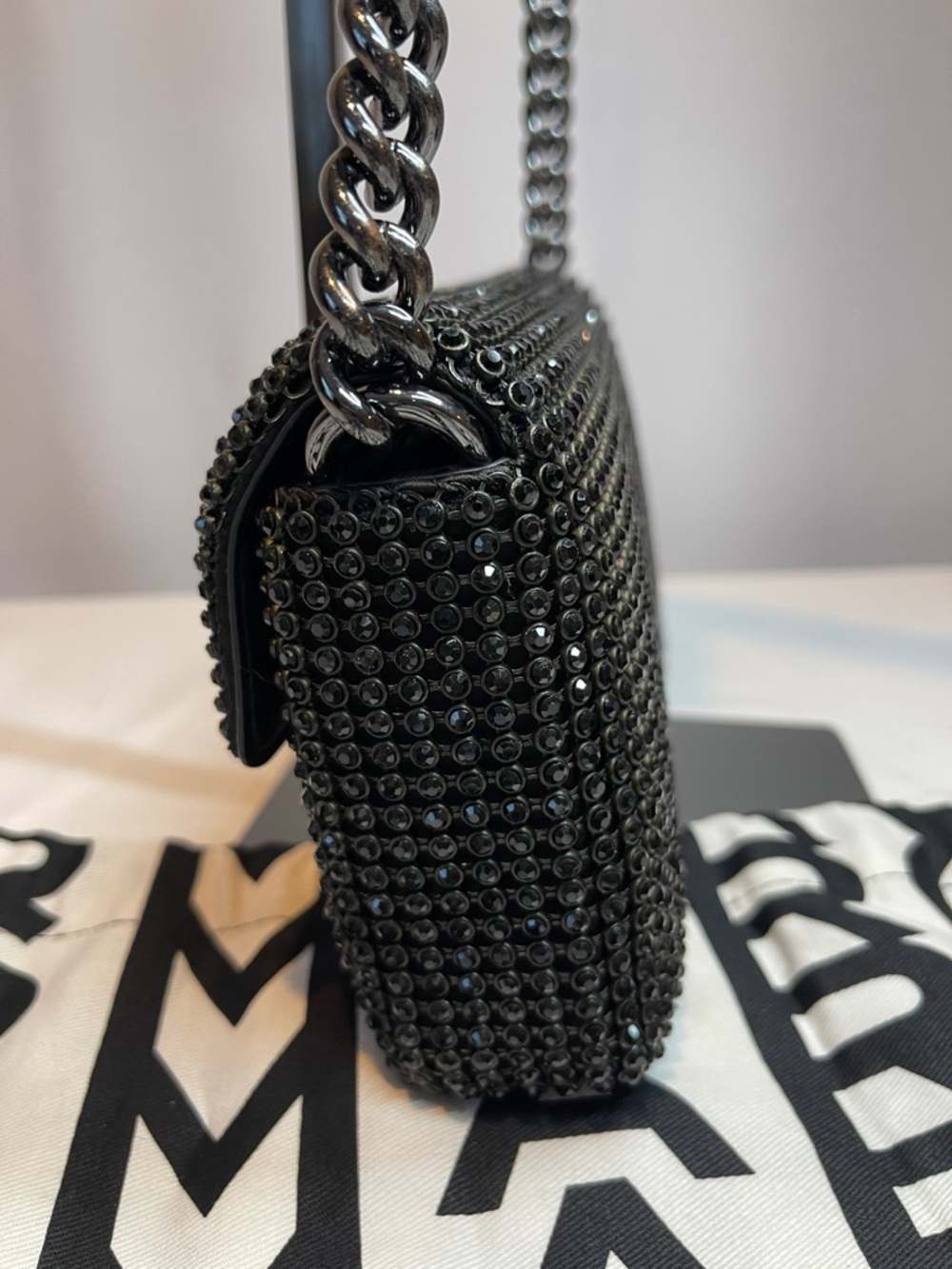 Marc Jacobs The Rhinestone J Marc Mini Shoulder Bag Black - Picture 7 of 13